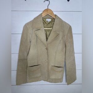 Vintage Charlotte Russe Tan Suede Leather Blazer Women’s 100% Leather Western M